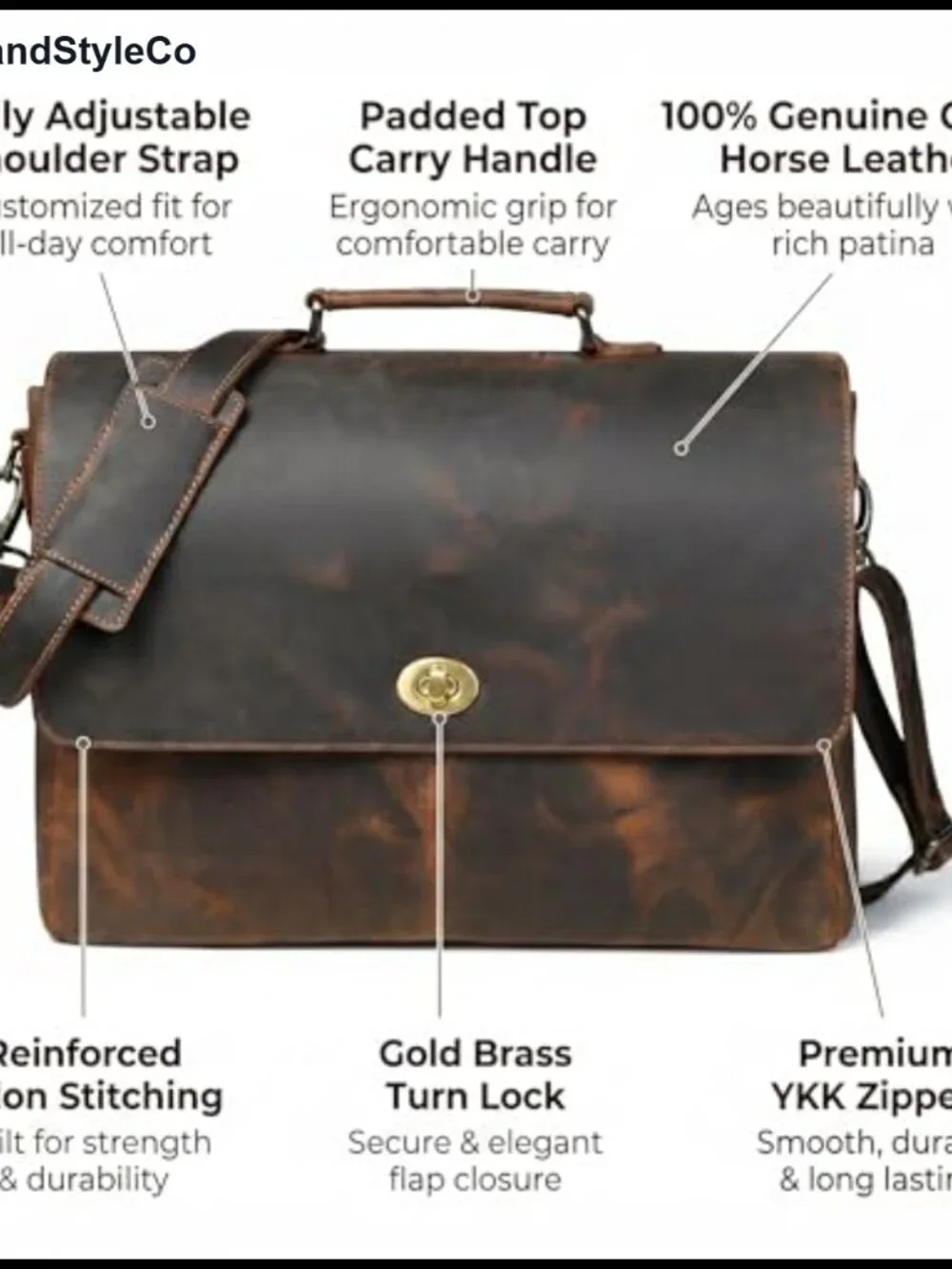 Genuine Leather Messenger Bag | Laptop Briefcase Satchel for Men & Women |